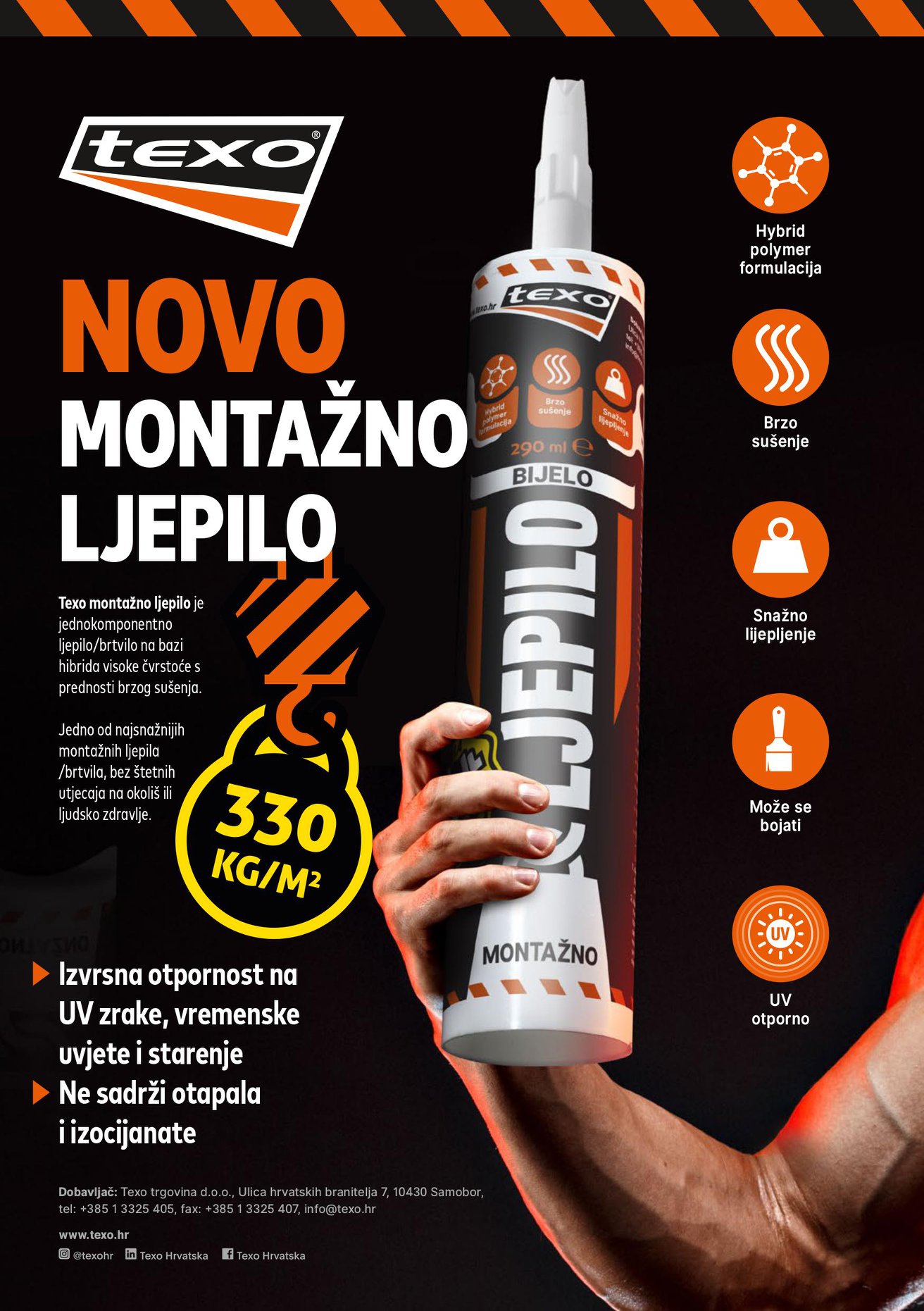 Texo montažno ljepilo – hibridna polimerna formula, 290 ml